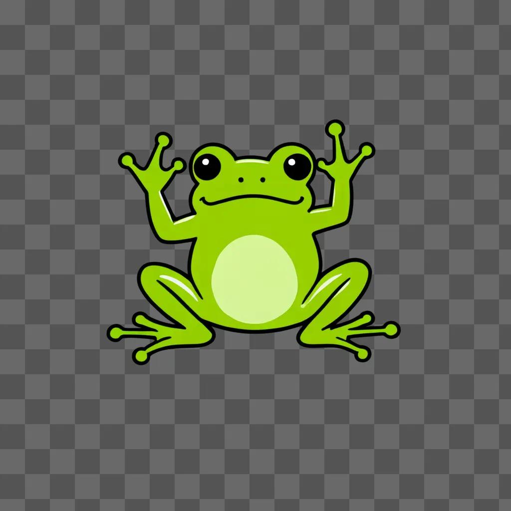 Ceramic frog sitting on green background