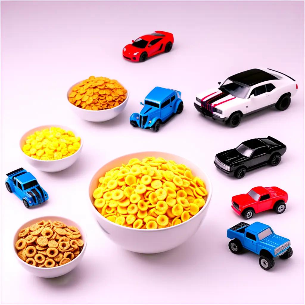 Cereal bowls with cars and trucks