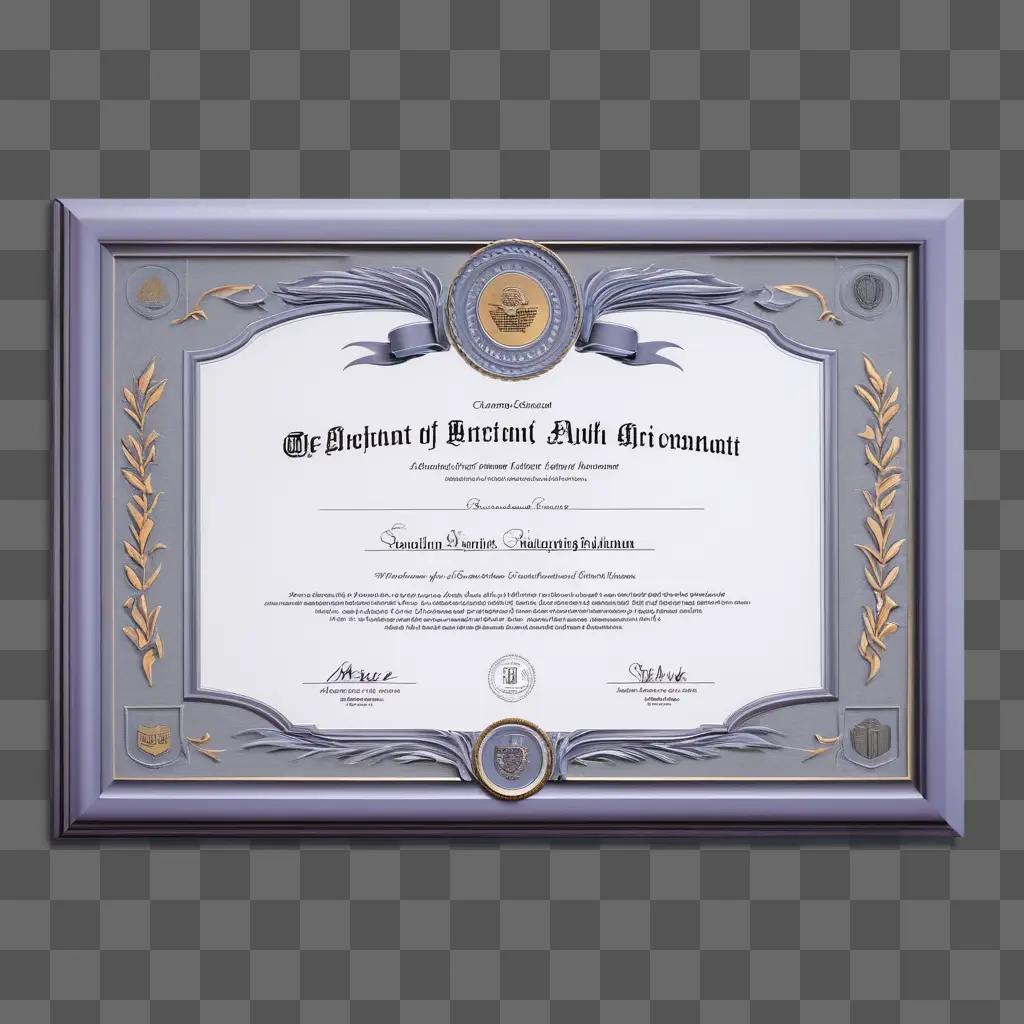 Certificate of excellence diploma framed