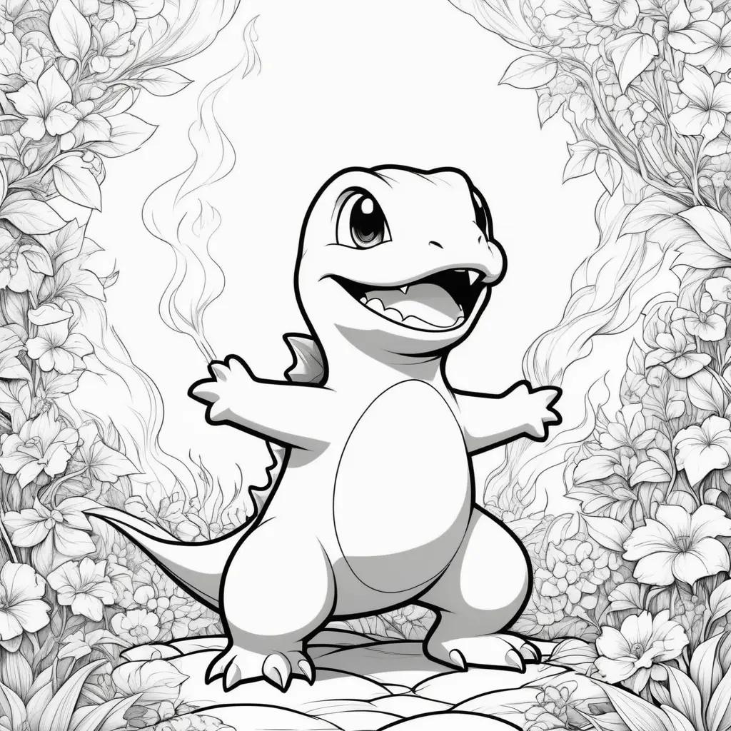 Charmander coloring page black and white