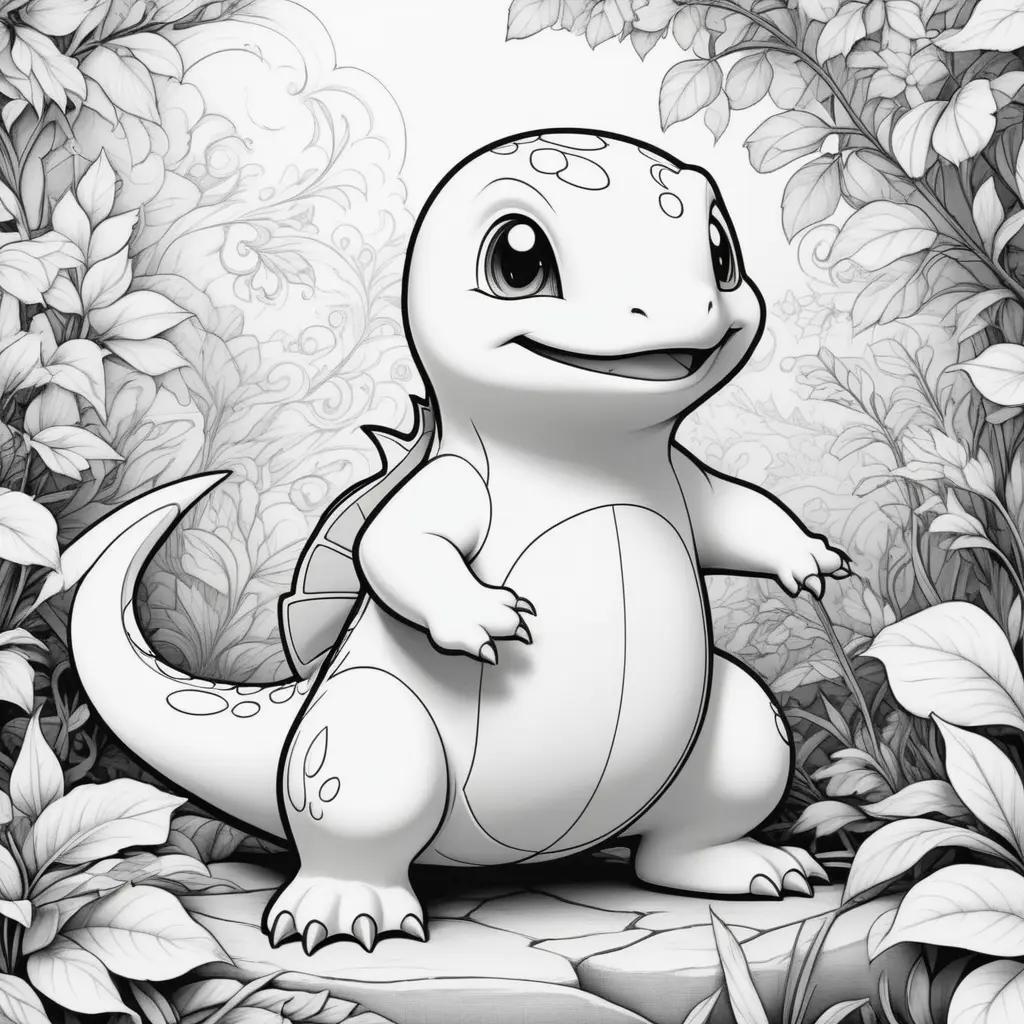 Charmander coloring page in black and white