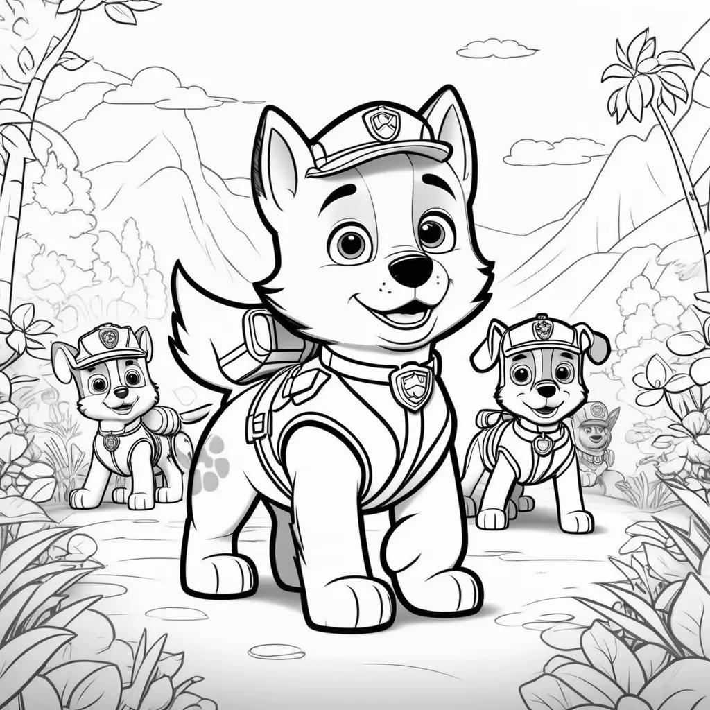 Chase, the leader of the pack, and his friends have fun coloring pages!