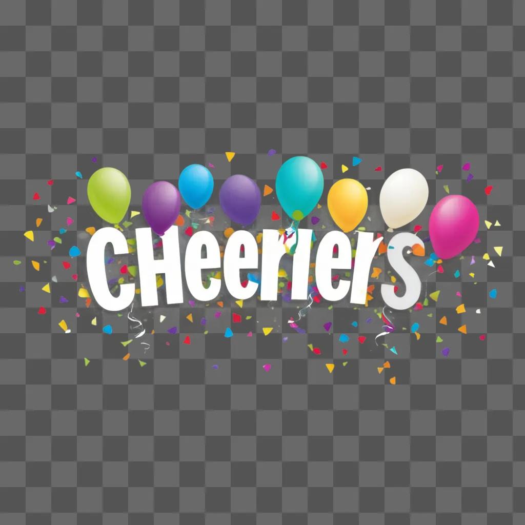 Cheerleaders balloons and confetti in a colorful design