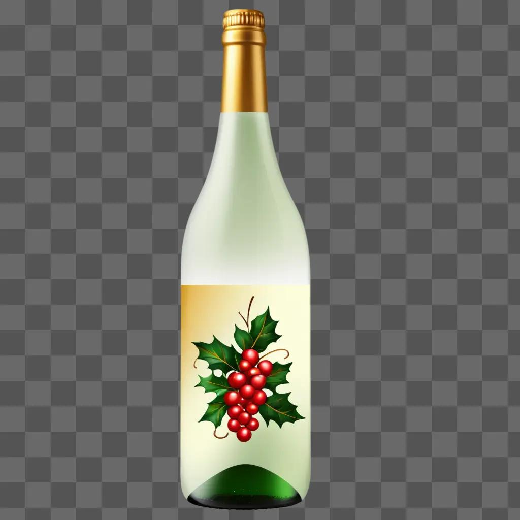 Cheers clipart bottle with red berries and gold top