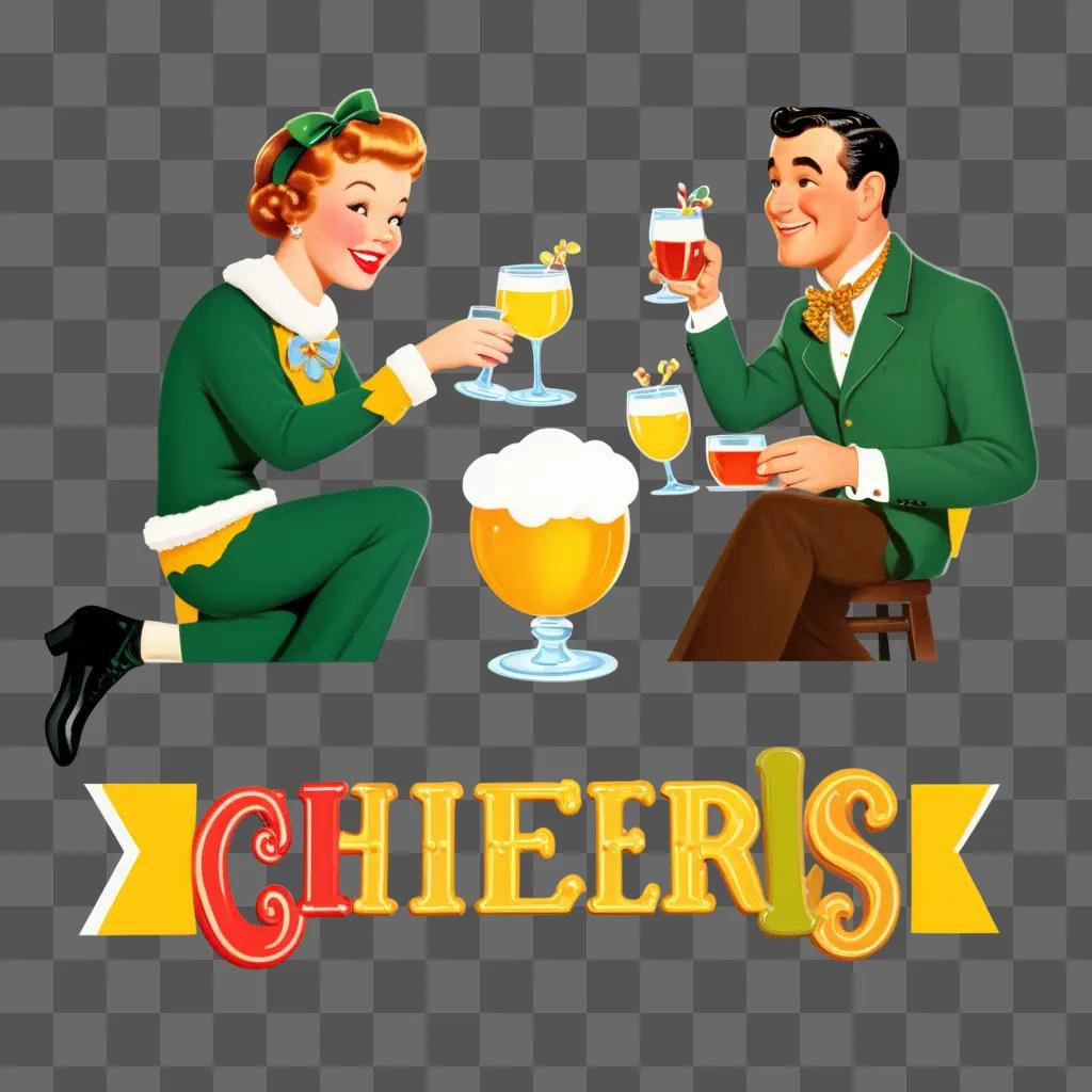 Cheers logo featuring two people and a beer glass