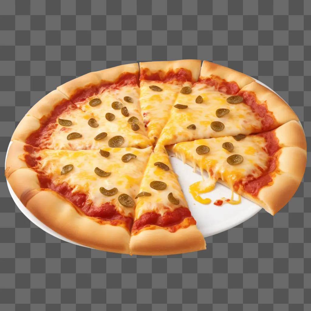 Cheese pizza with 6 slices missing and 1 slice cut