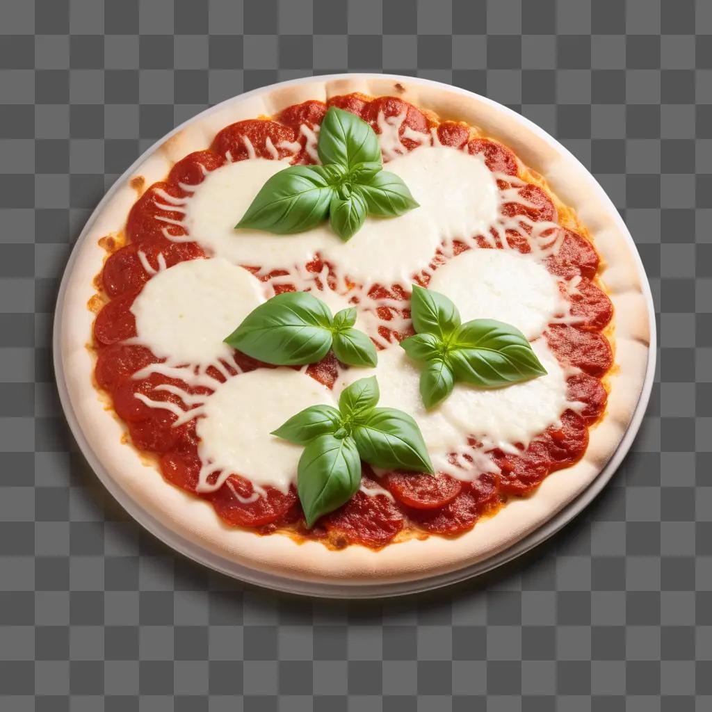 Cheese pizza with basil and tomato sauce on a plate