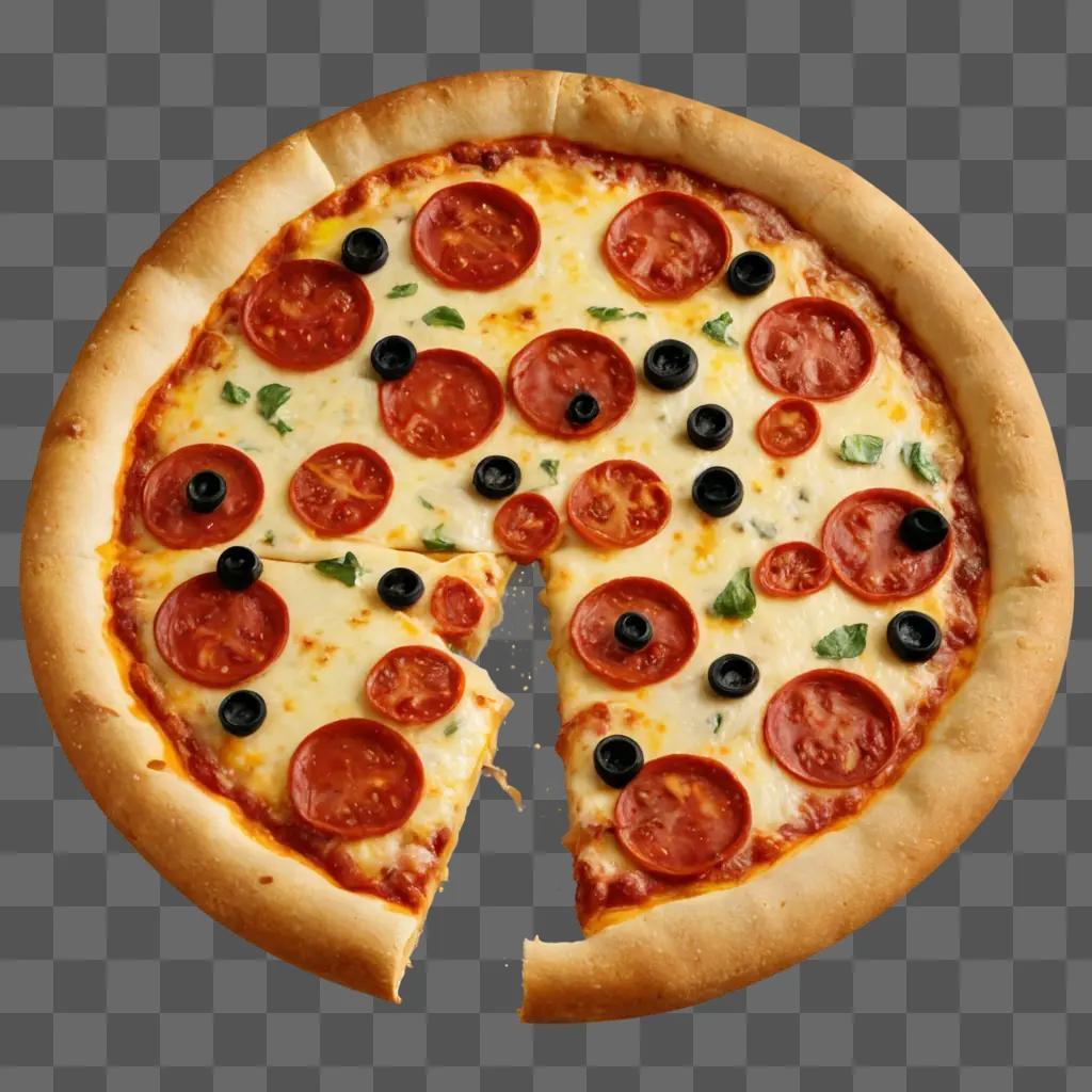 Cheese pizza with olives and pepperoni on top