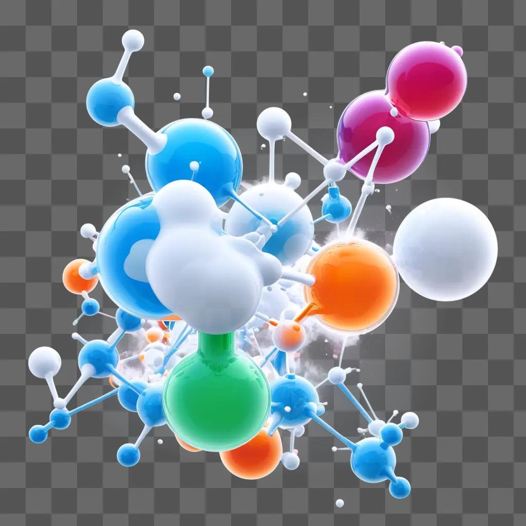 Chemical molecules in a three-dimensional model