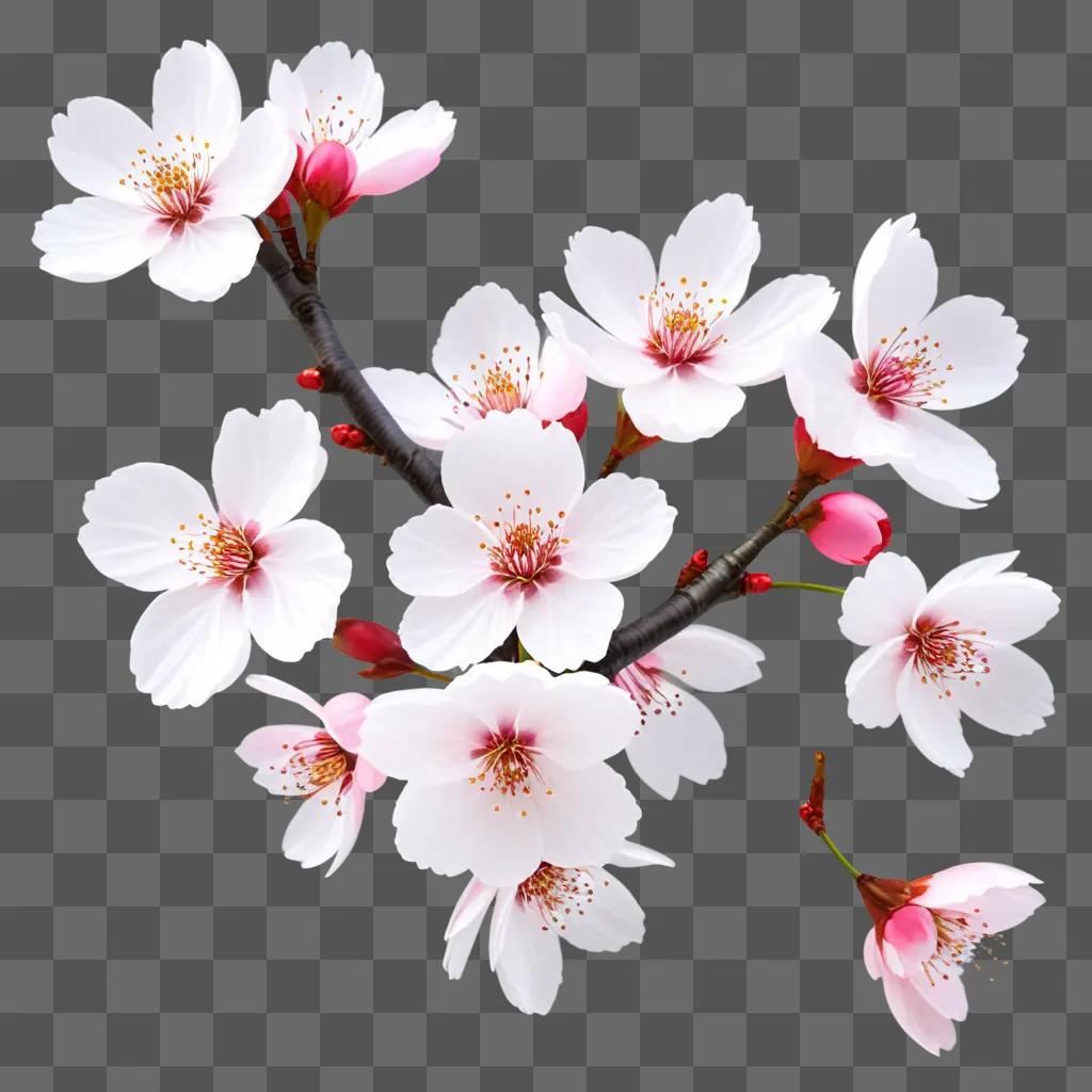 Cherry blossom branches on a light pink background