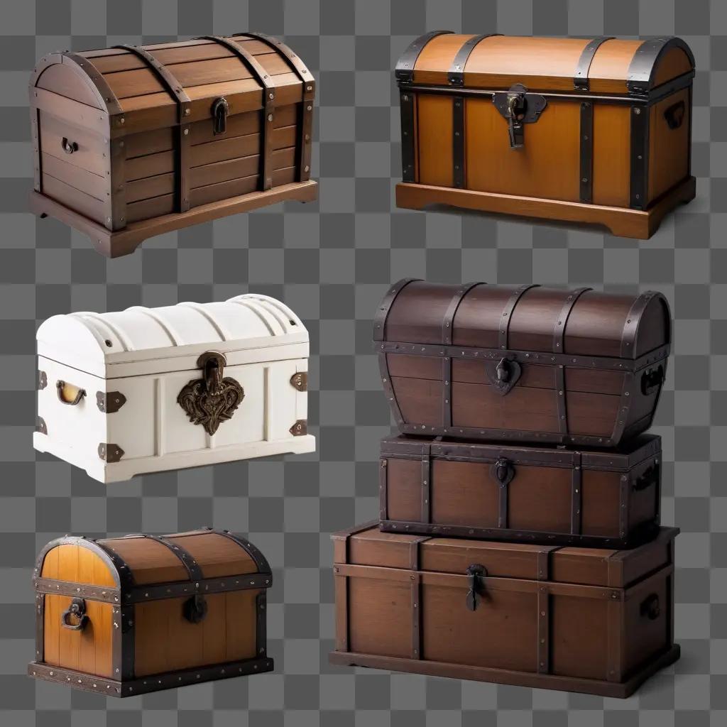 Chests of various sizes stacked on top of each other