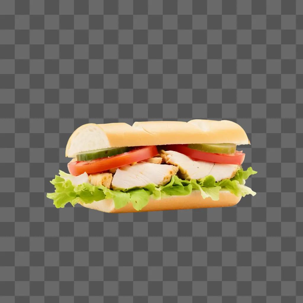 Chicken sandwich with lettuce and tomato on a toasted bun