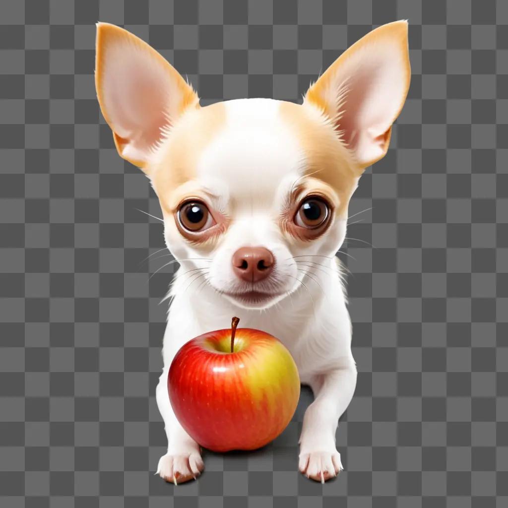 Chihuahua with an apple head and a red apple