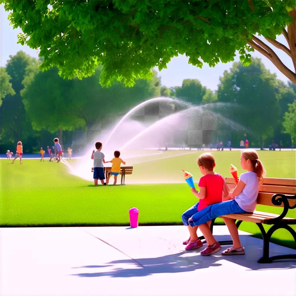 Children enjoy a summertime park outing