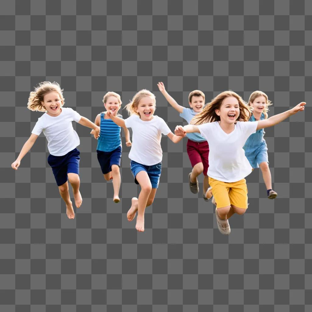 Children running and laughing in a playful mood