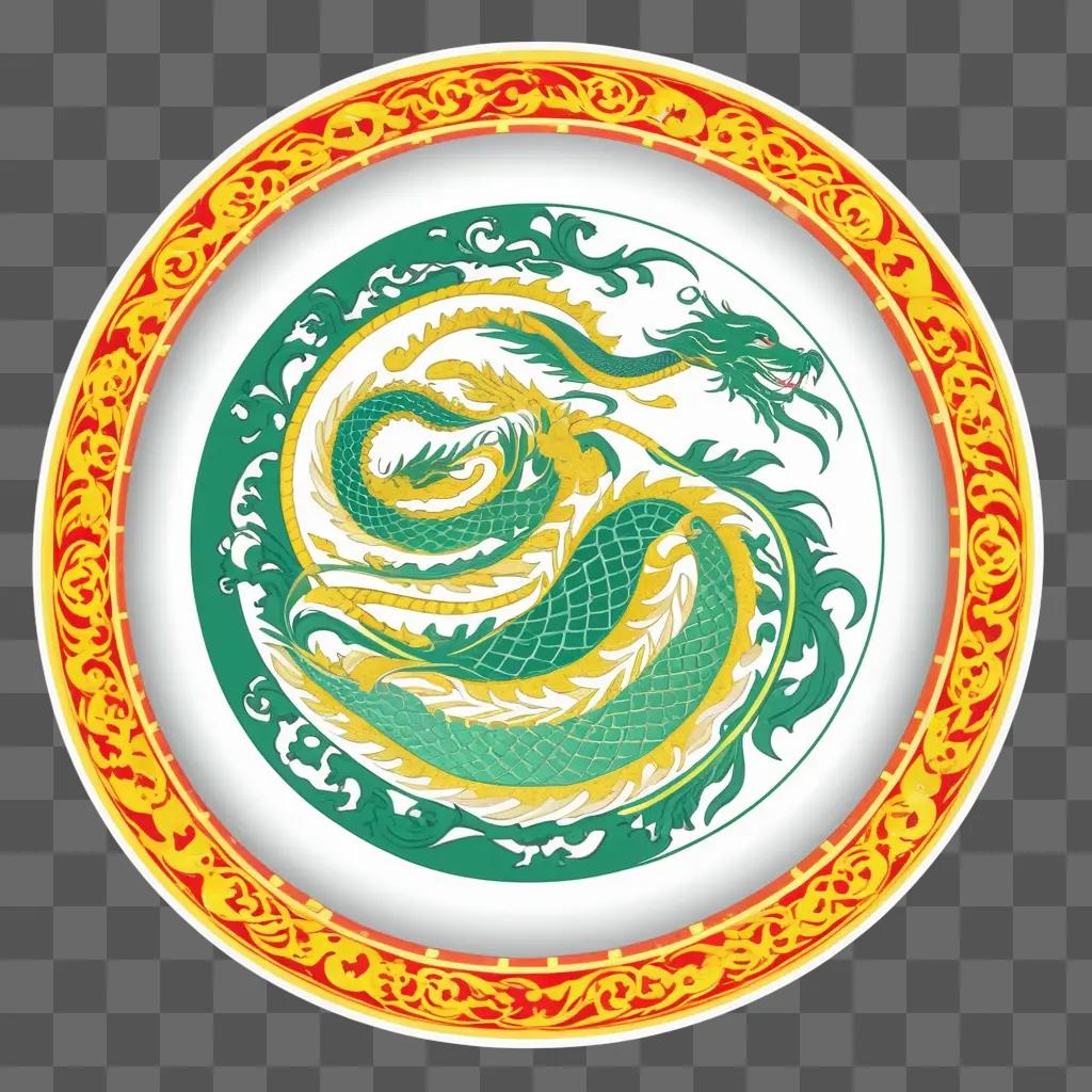 Chinese seal with dragon design on plate