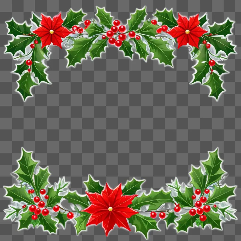 Christmas Border Clip Art with Holly and Berry