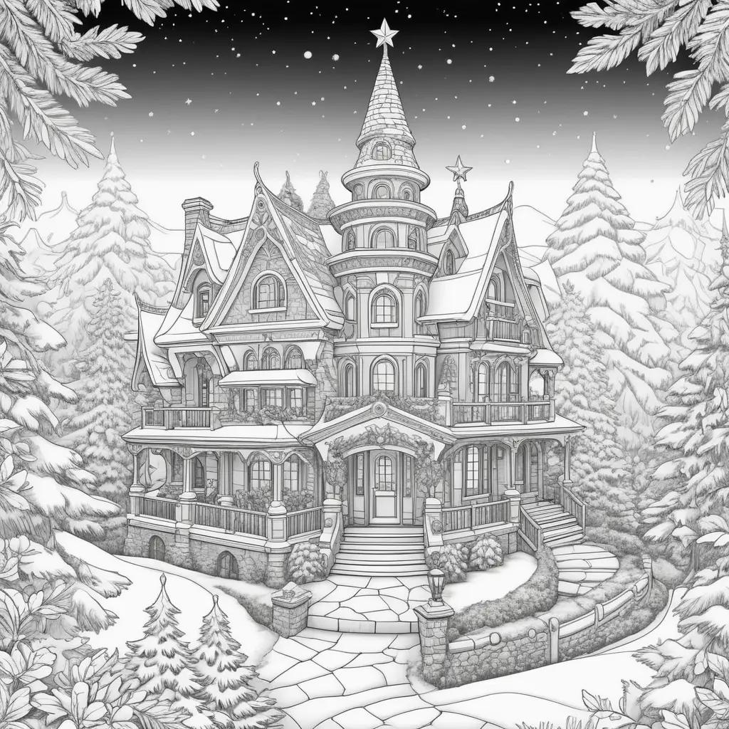 Christmas Disney coloring pages of a castle in the snow