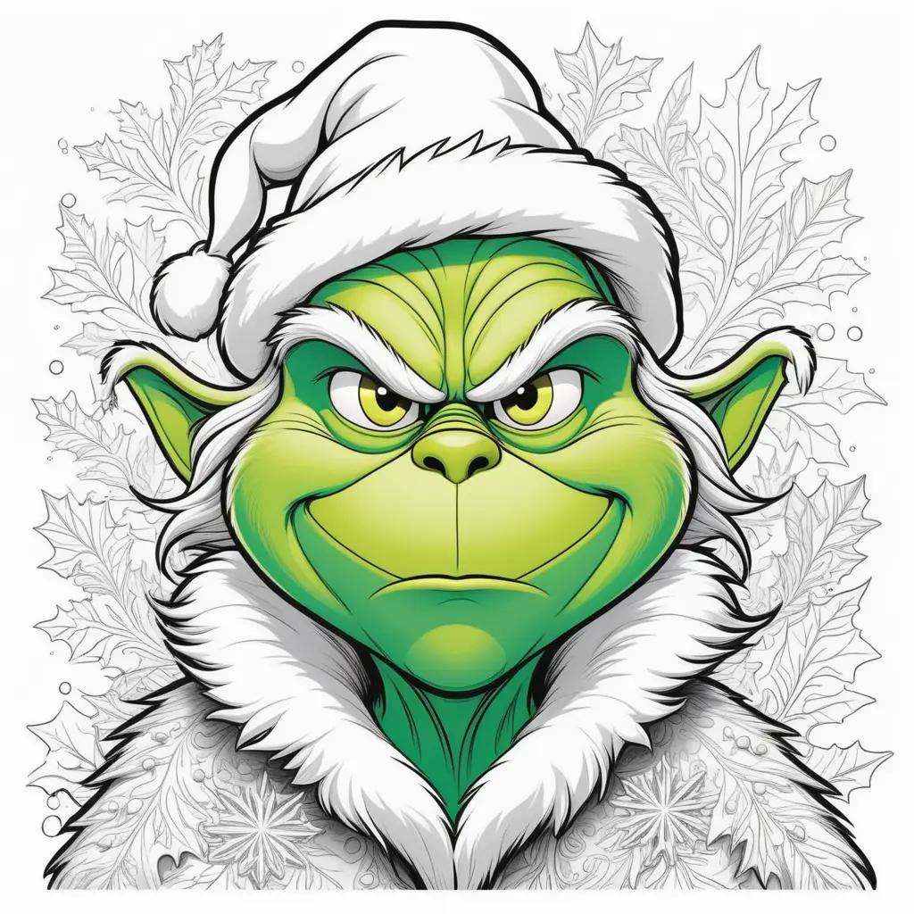 Christmas Grinch Coloring Pages: A Grinch in a Santa Hat