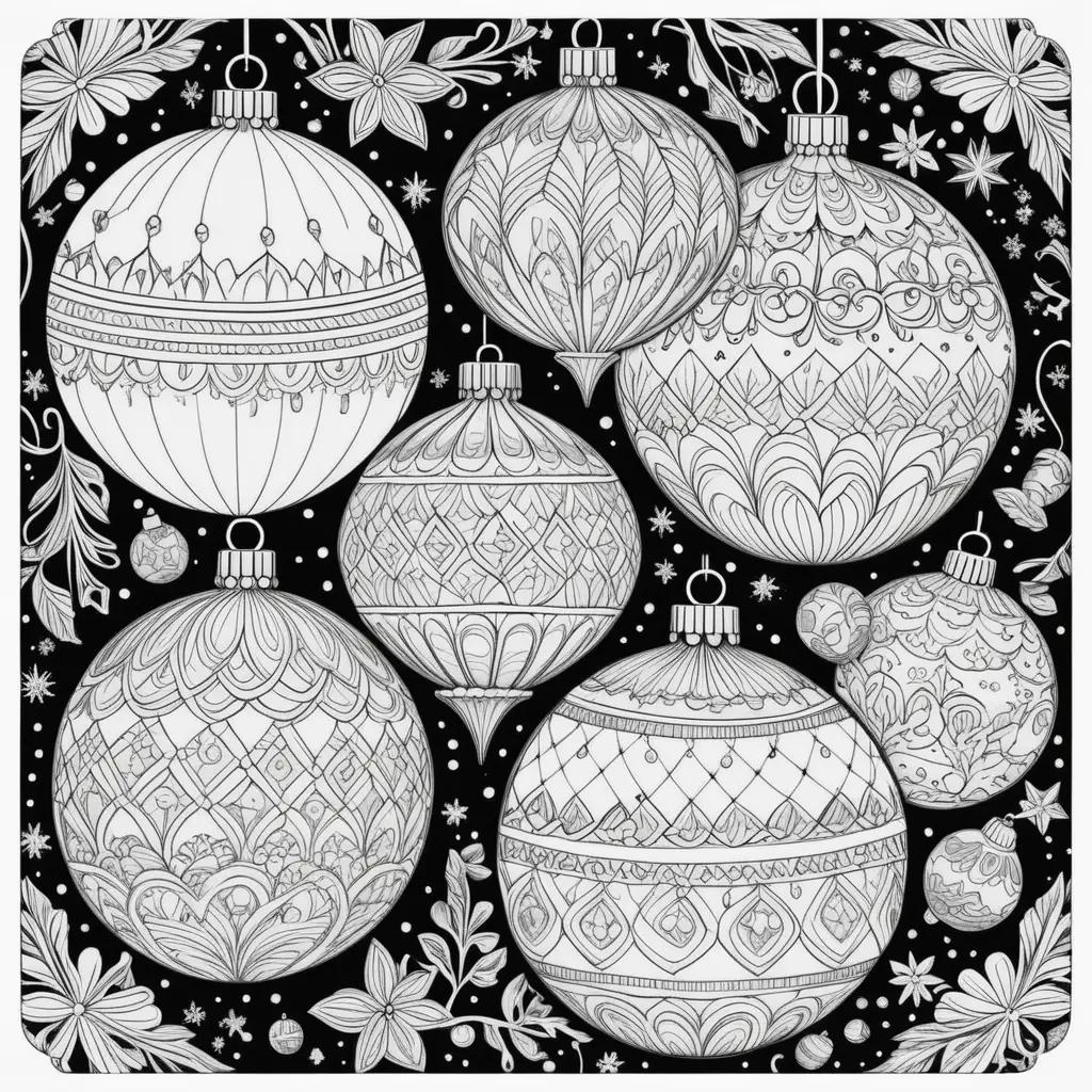 Christmas Ornaments Coloring Pages for Adult Coloring Book