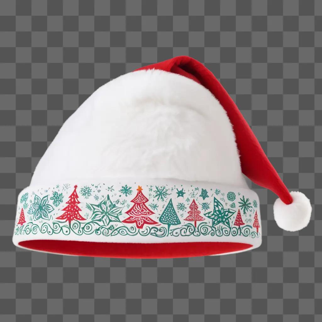 Christmas Santa hat drawing with festive designs