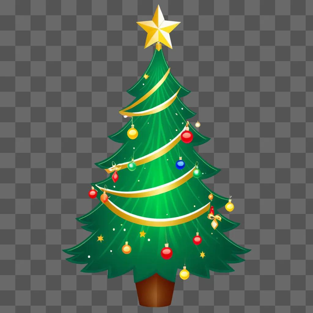 Christmas Tree with Ornaments and Star