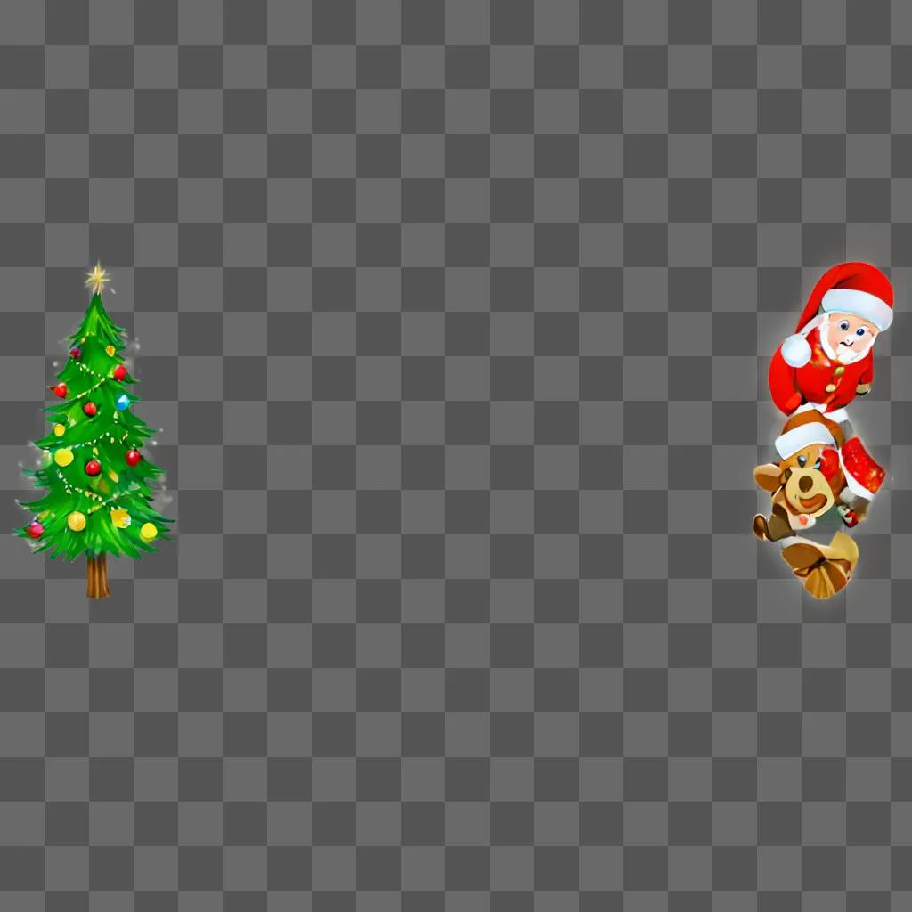 Christmas background clipart with Santa and reindeer