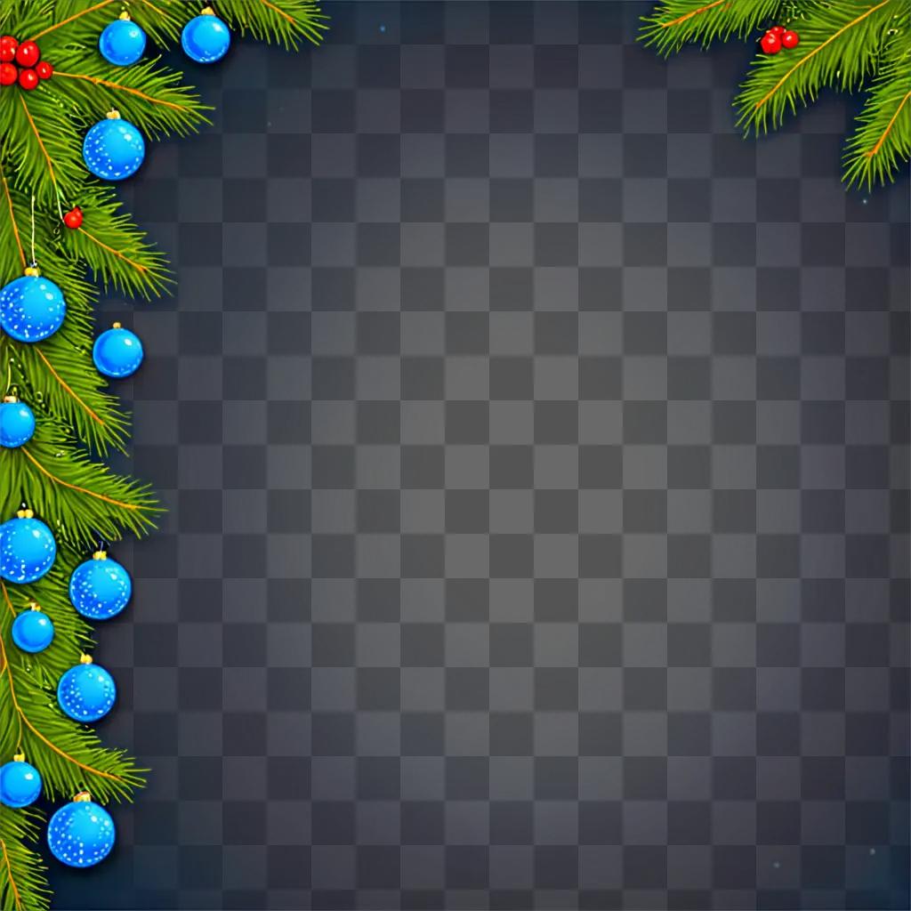 Christmas background with blue balls and berries