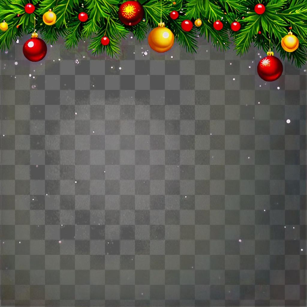 Christmas background with ornaments and greenery