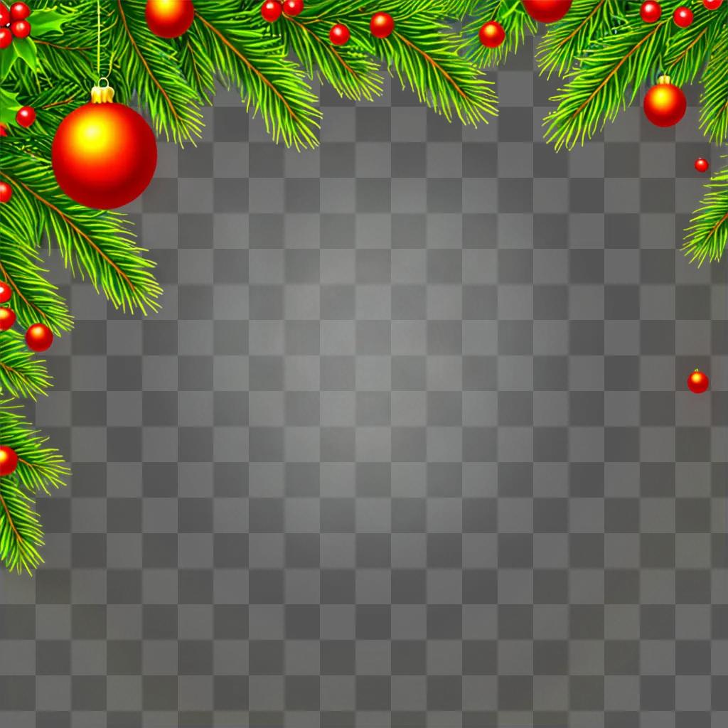 Christmas background with ornaments and tree branches