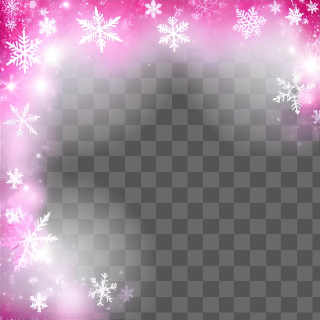 Christmas background with pink and white snowflakes