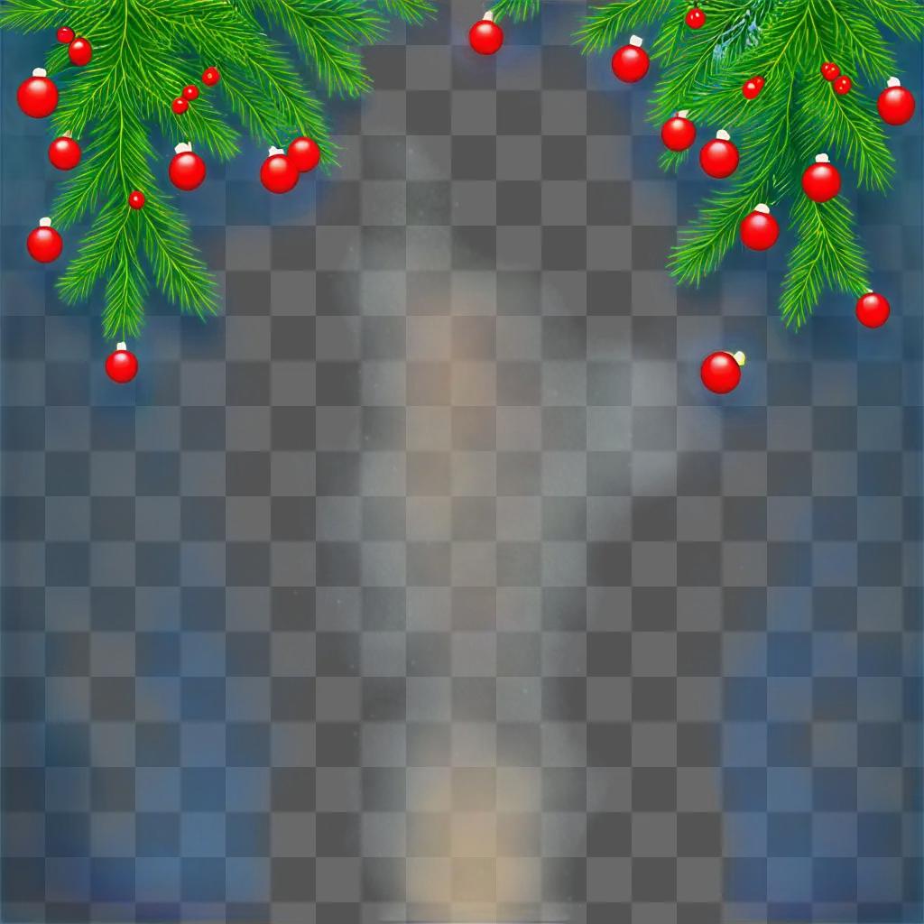 Christmas background with red berries and white light