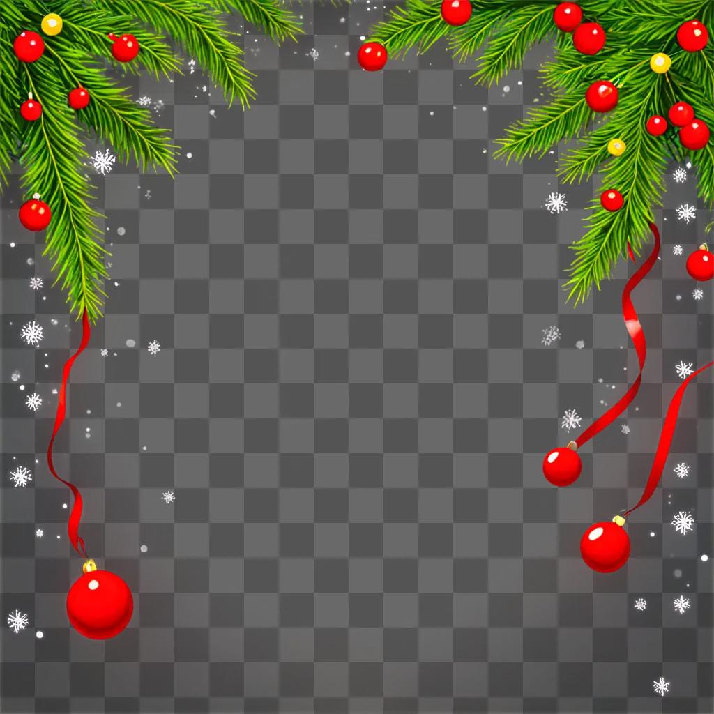 Christmas background with red ornaments and branches