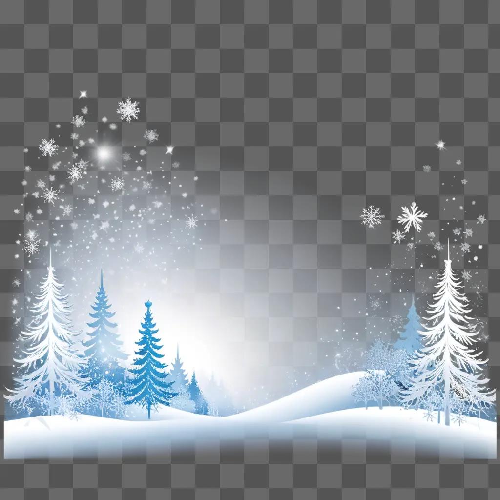 Christmas background with snow and trees