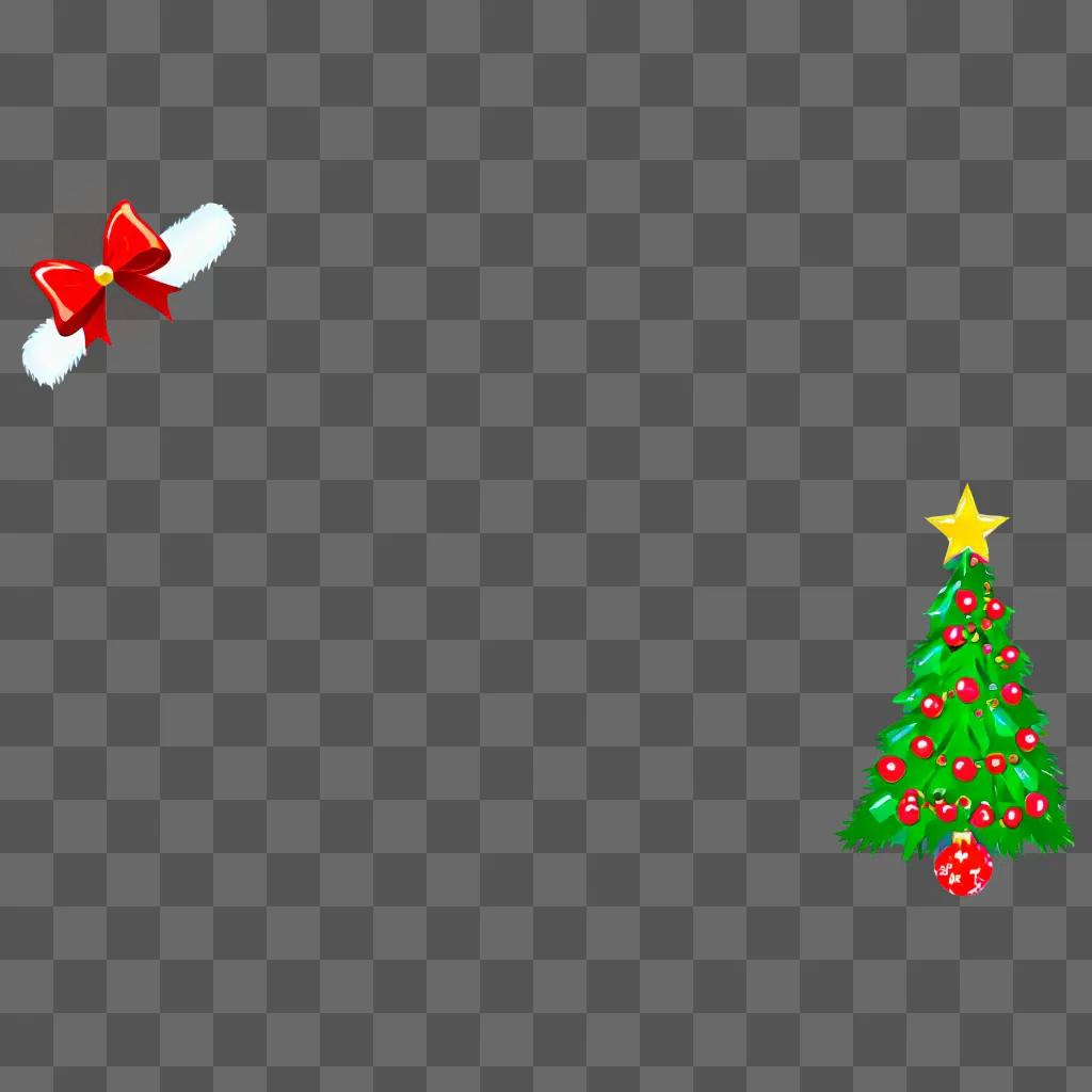 Christmas background with zoomed out Christmas tree and bow