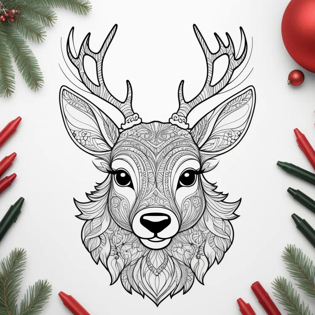 Christmas coloring page with Rudolph and other reindeer