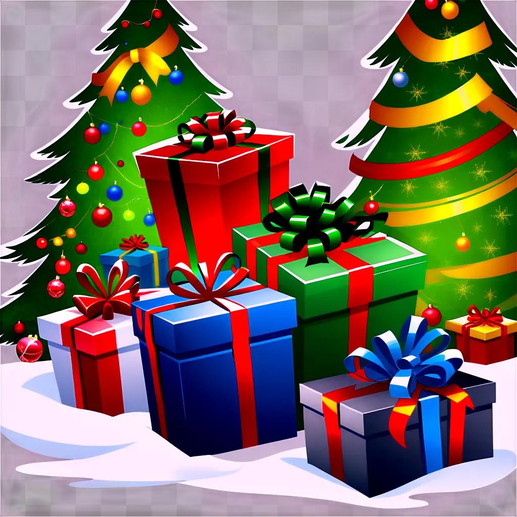 Christmas gift clipart presents on a tree