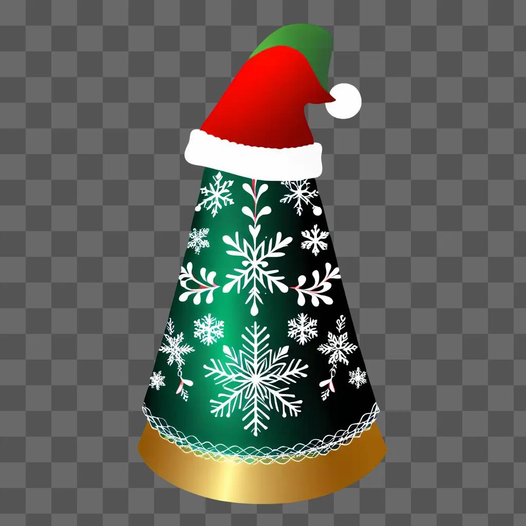 Christmas hat clipart on green cone