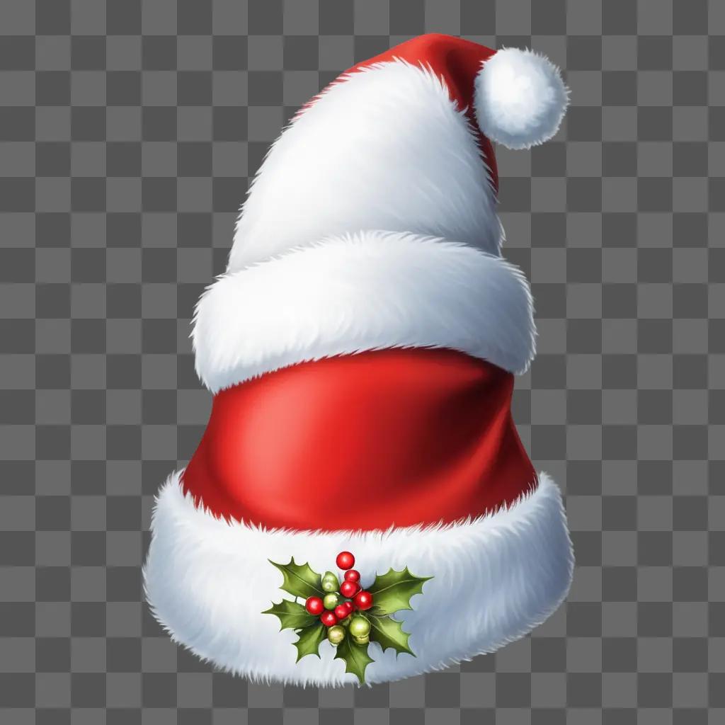 Christmas hat drawn in red, white, and green