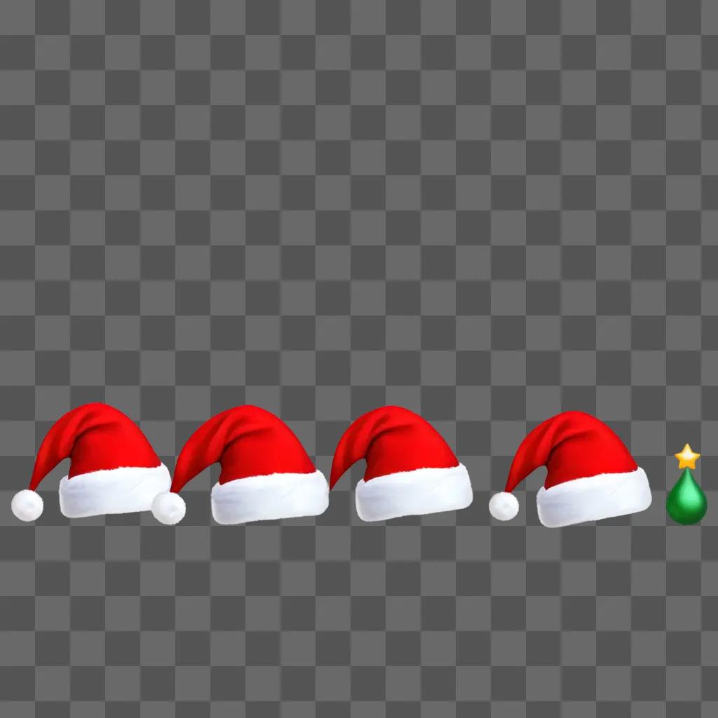 Christmas hats on a pink background with a Santa hat emoji