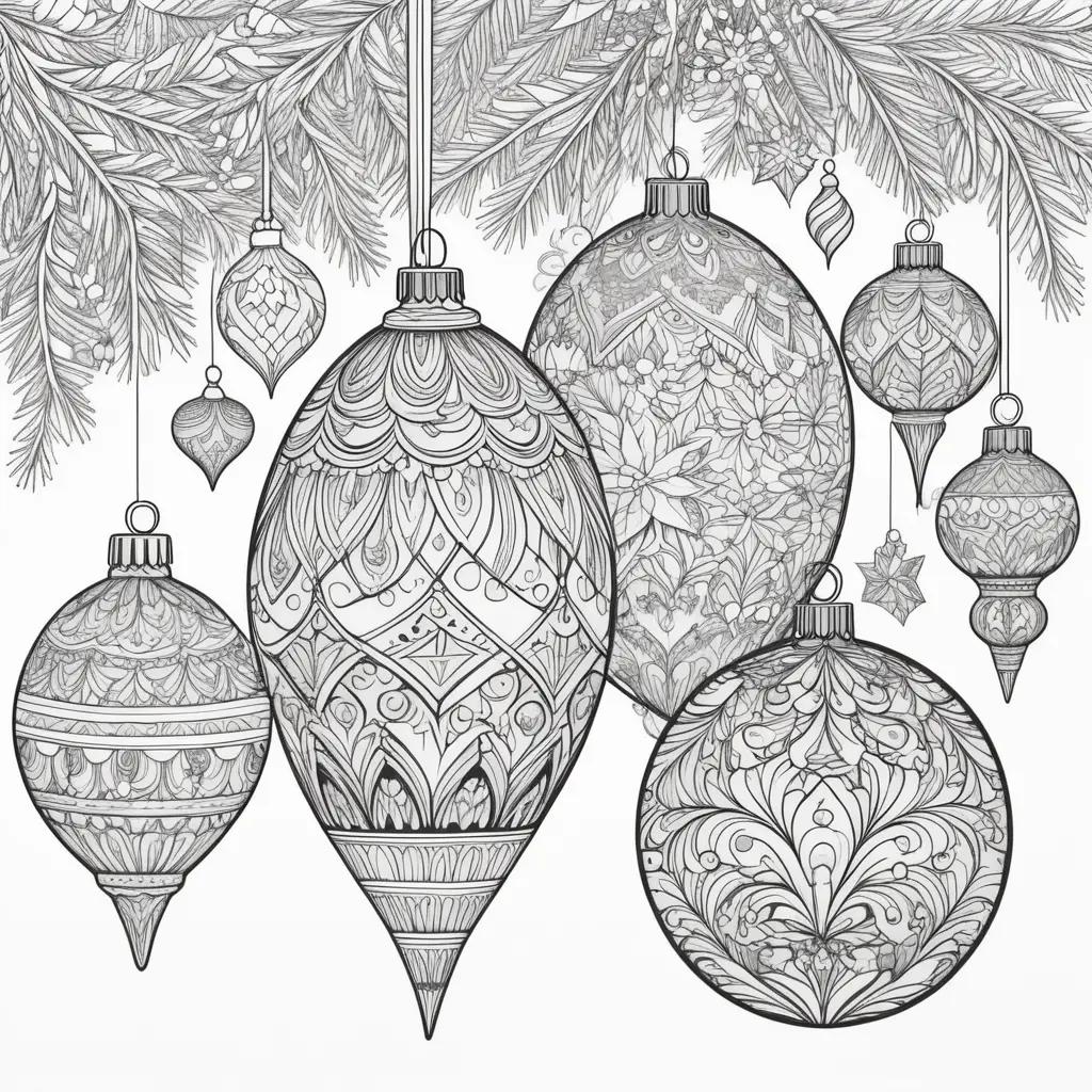 Christmas ornament coloring pages with intricate designs