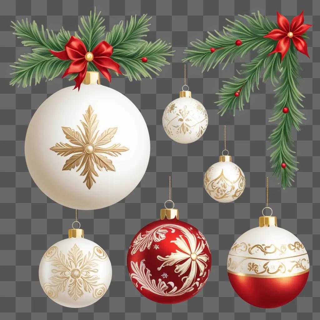 Christmas ornaments on a green background