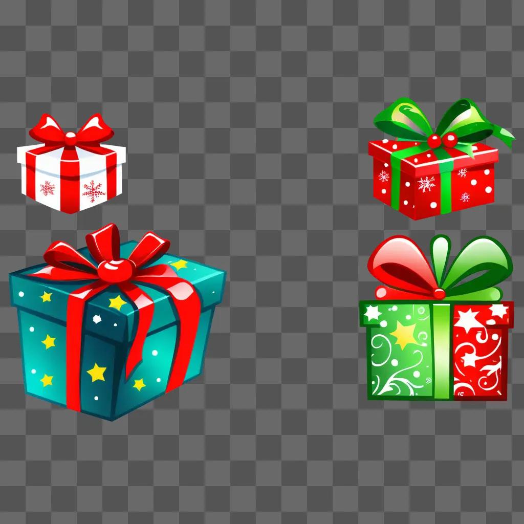 Christmas present clipart: festive gift on a dark background