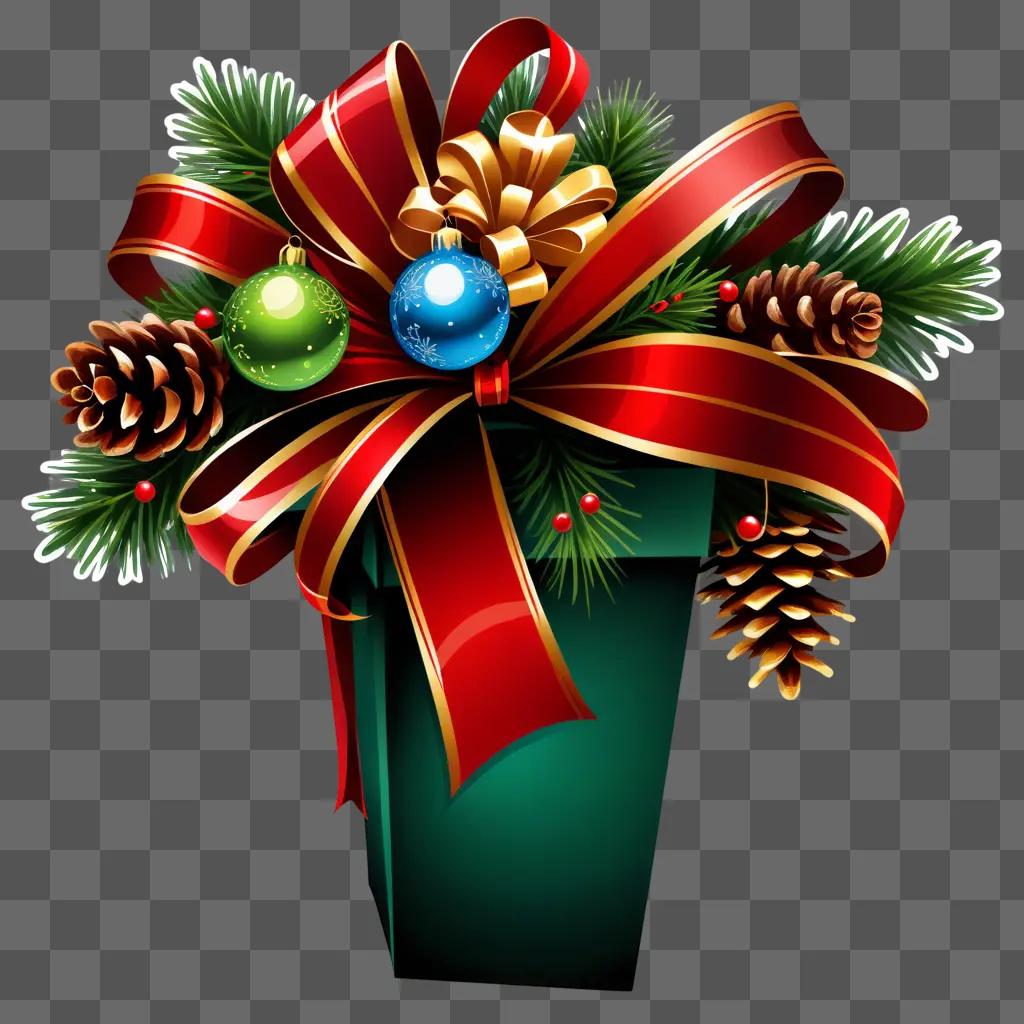 Christmas present clipart with a red bow