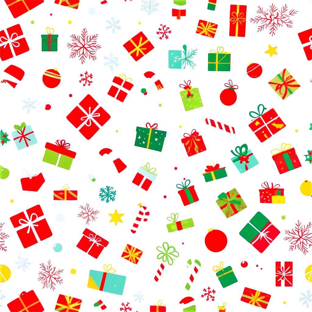 Christmas presents in a holiday clipart pattern