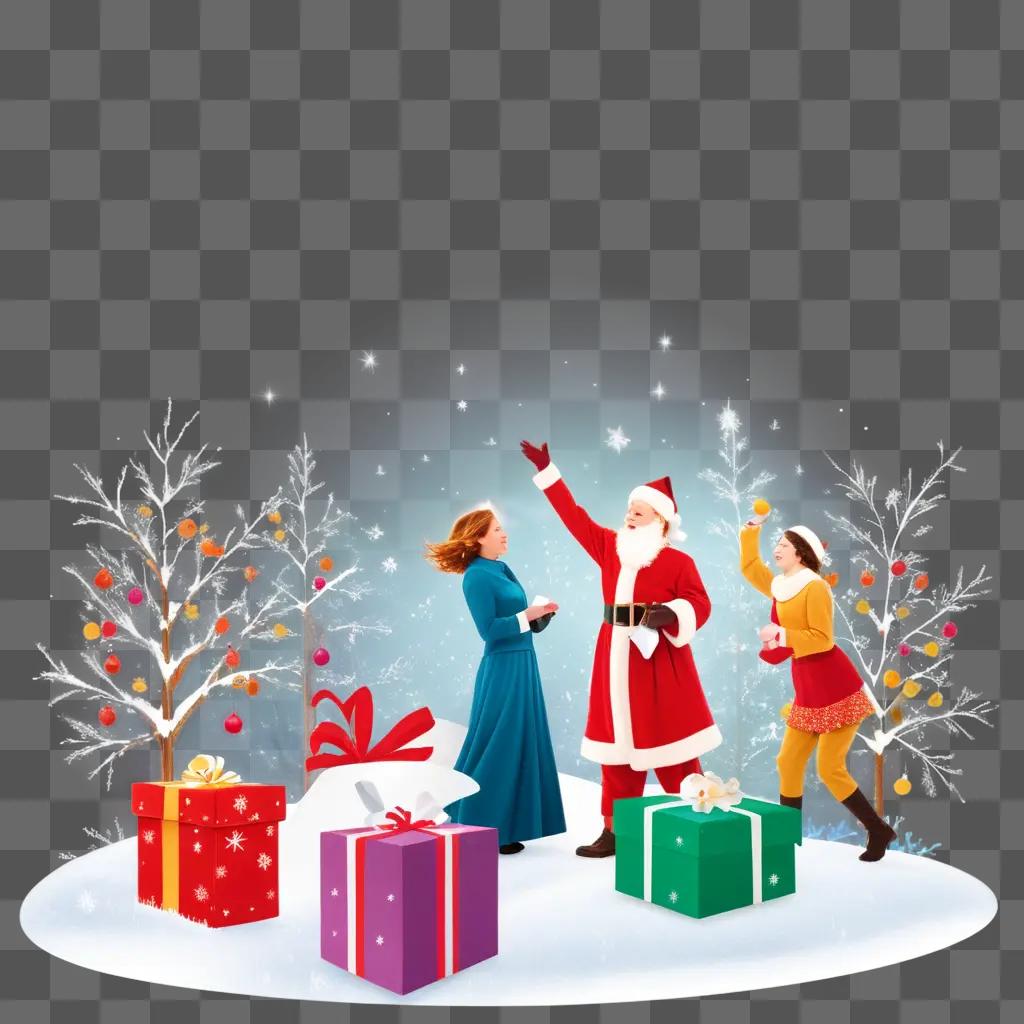 Christmas scene with transparent background