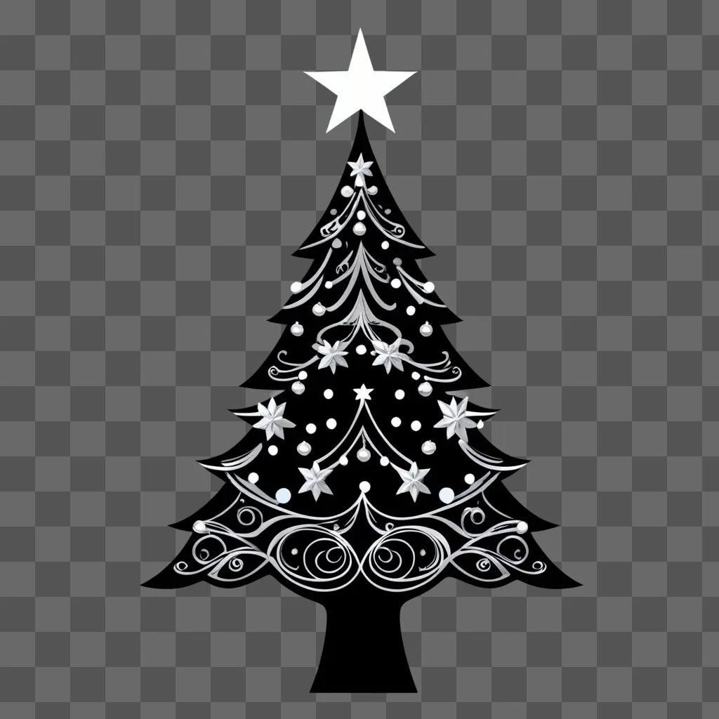 Christmas tree in black and white