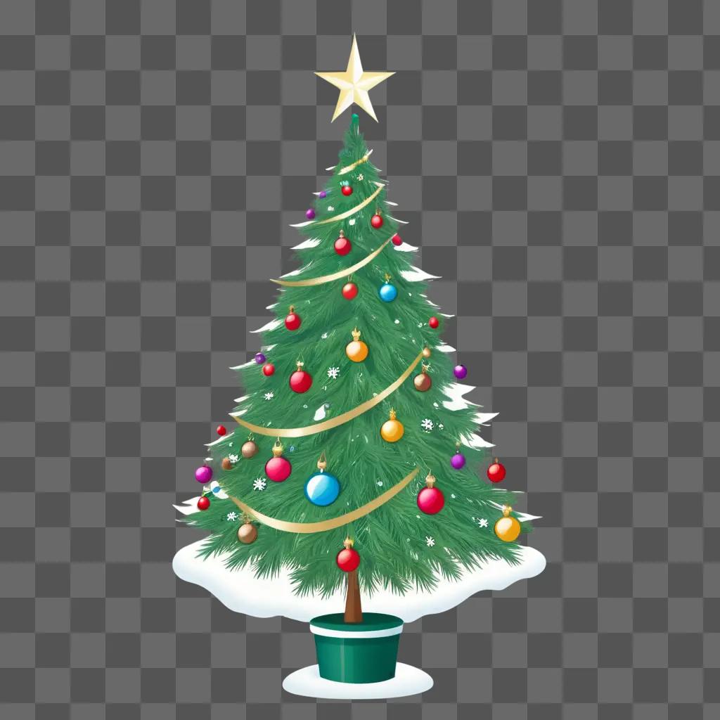 Christmas tree with colorful ornaments and star