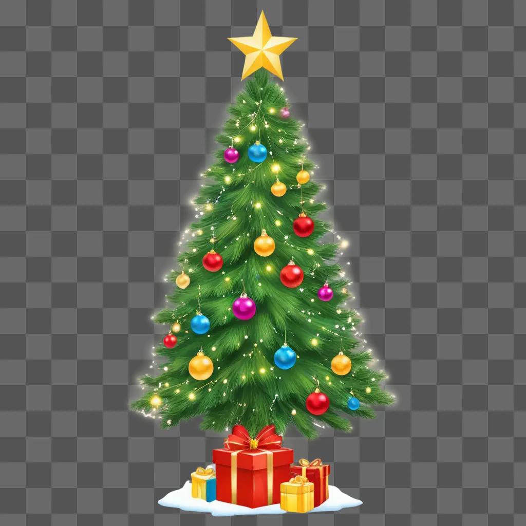 Christmas tree with ornaments and presents