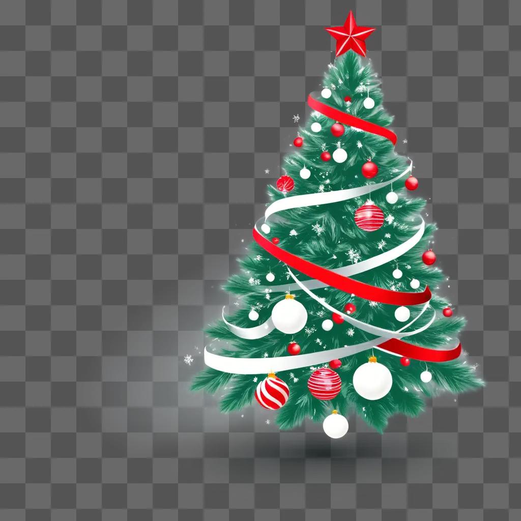 Christmas tree with red and white ornaments